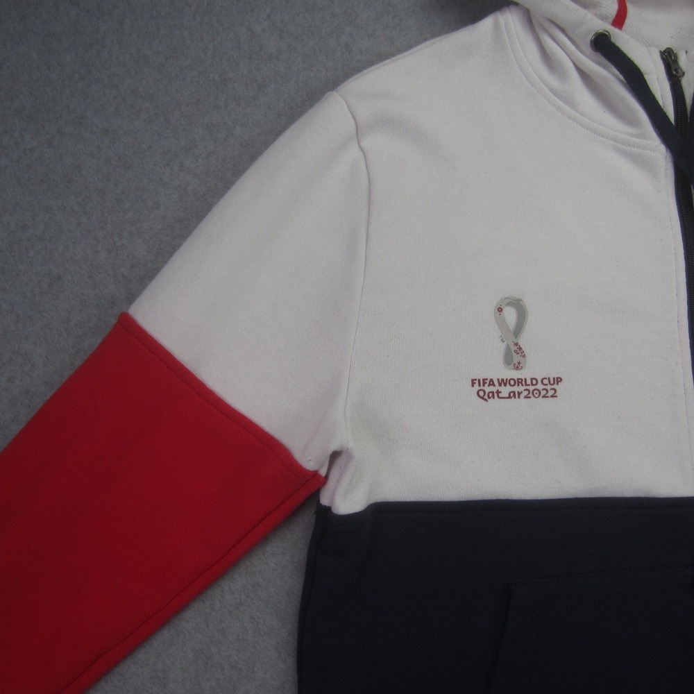 USA FIFA World Cup Qatar 2022 Jacket Mens Medium White Red Blue Full Zip Hoodie - Picture 4 of 16